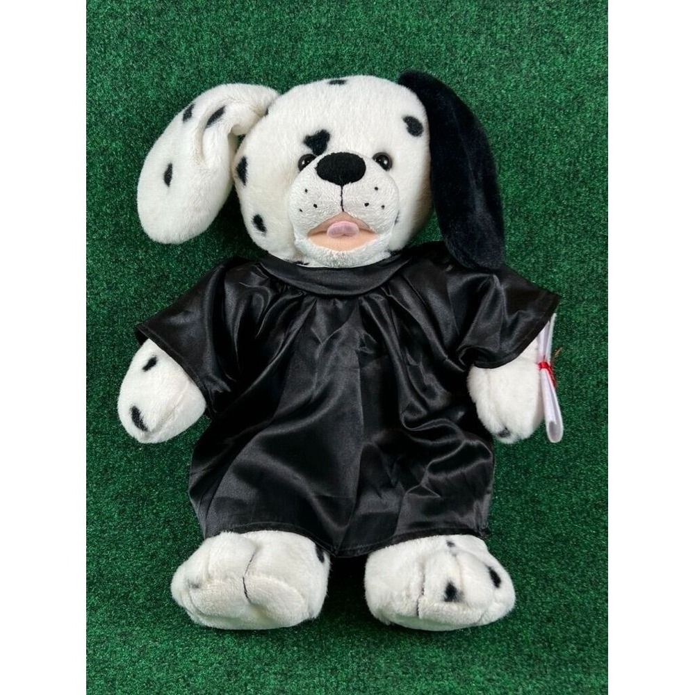 Build-A-Bear Dalmatian Plush In‎ Black Graduation Gown & Scroll Stuffed Animal